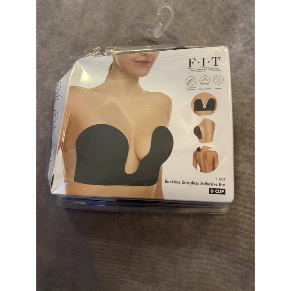 Fashion Nova F·I·T Deep Plunge Sticky U Bra - Backless Strapless Black - D Cup